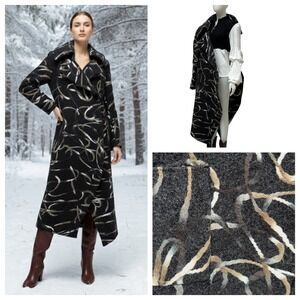 COTTONADE Paris Maxi Coat Women Wool Geometric Large